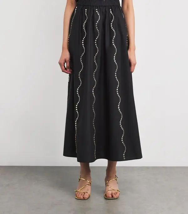 Co-ord Sandro en coton avec strass (jupe maxi + chemise)