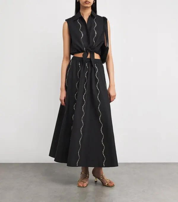 Co-ord Sandro en coton avec strass (jupe maxi + chemise)